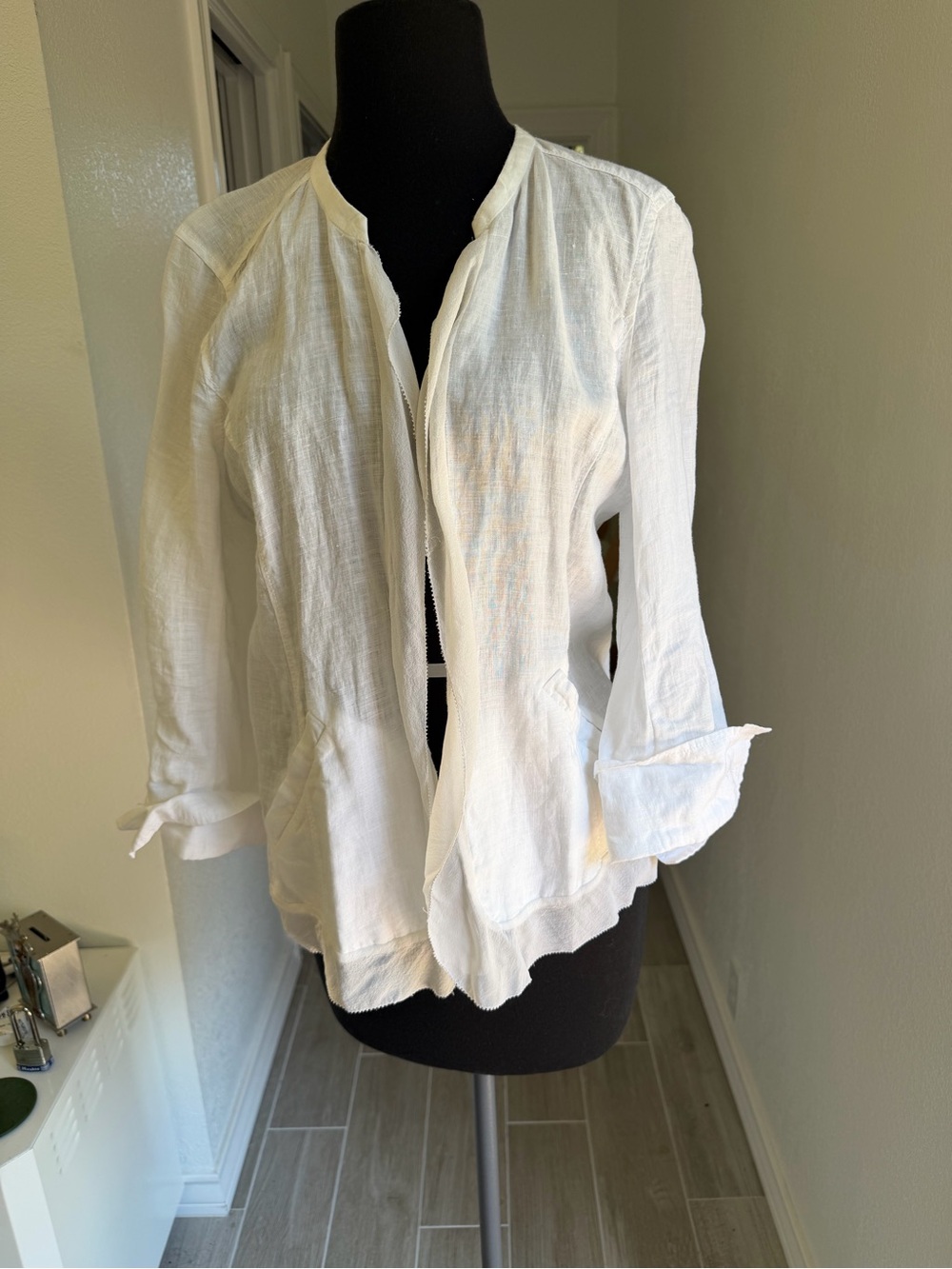 Eileen fisher lightweight White Women's Button-Front Linen jacket